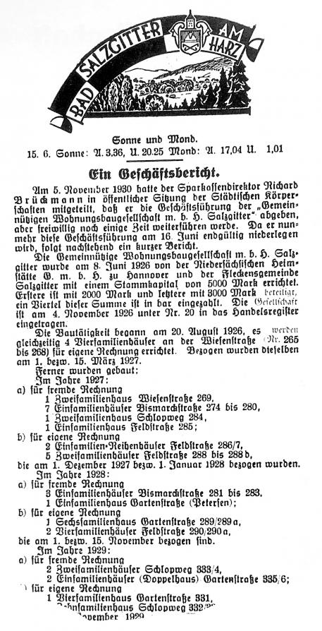 Auszug Geschäftsbericht